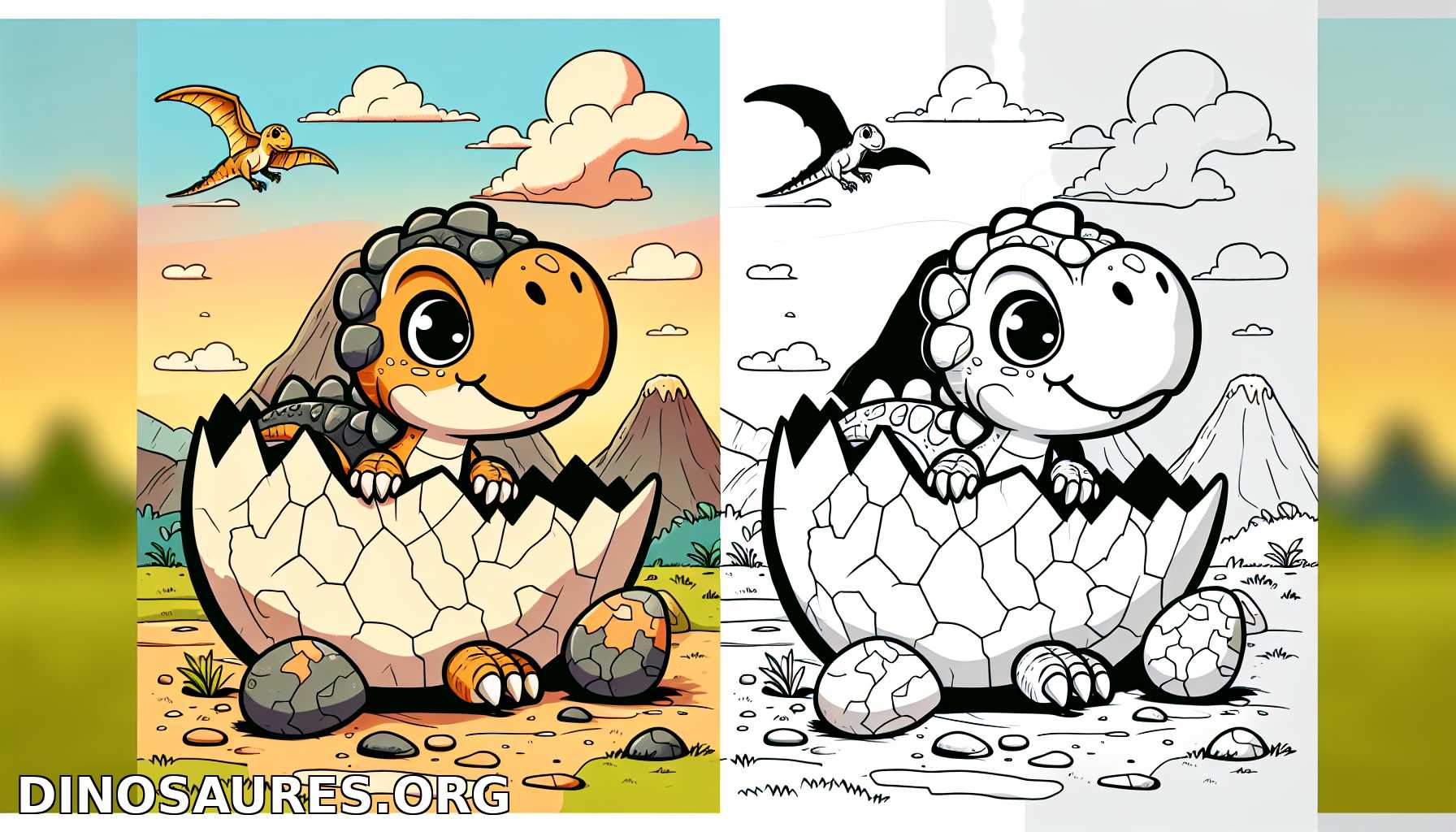 Coloriage de dinosaure mignon