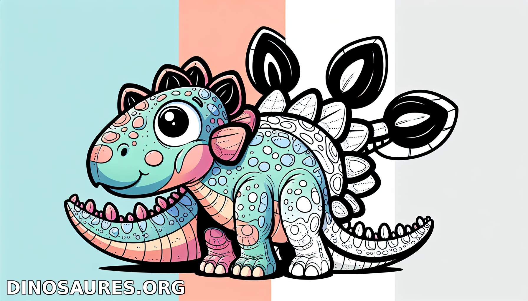Coloriage de dinosaure mignon