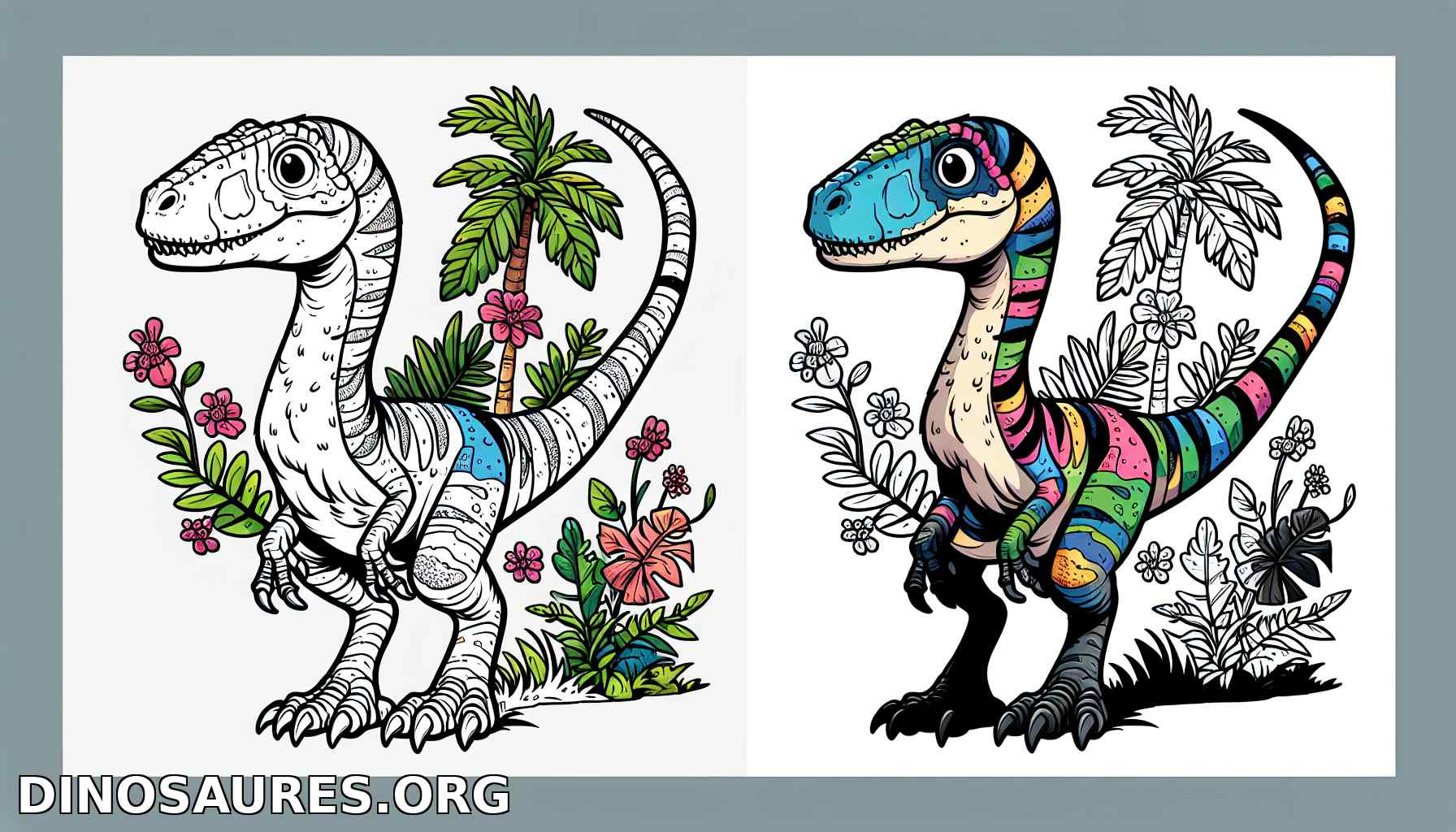 Coloriage de dinosaure tropical