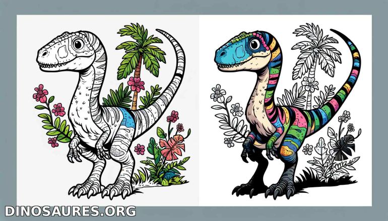 Coloriage de dinosaure tropical