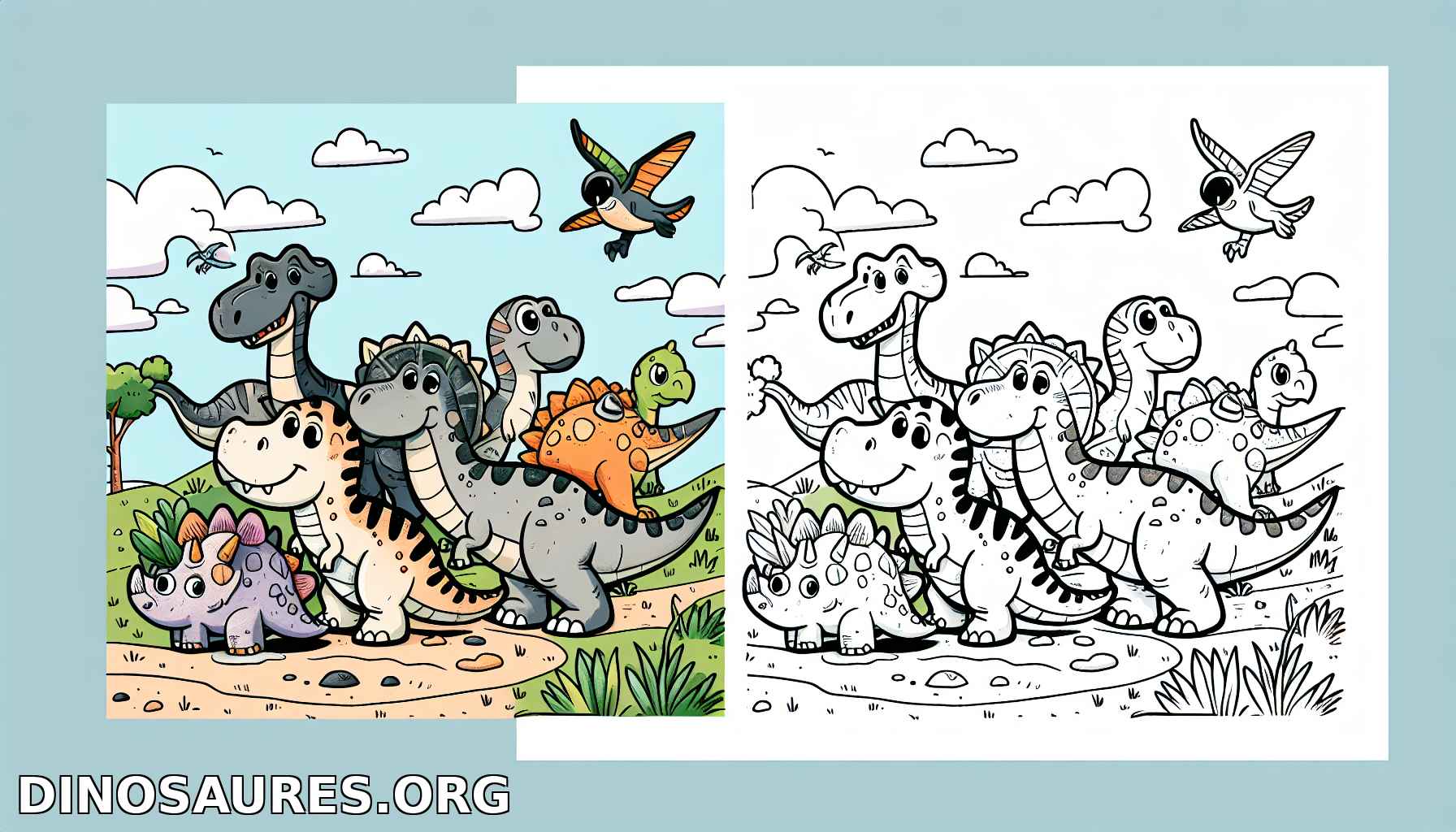 Coloriage de dinosaures amusants