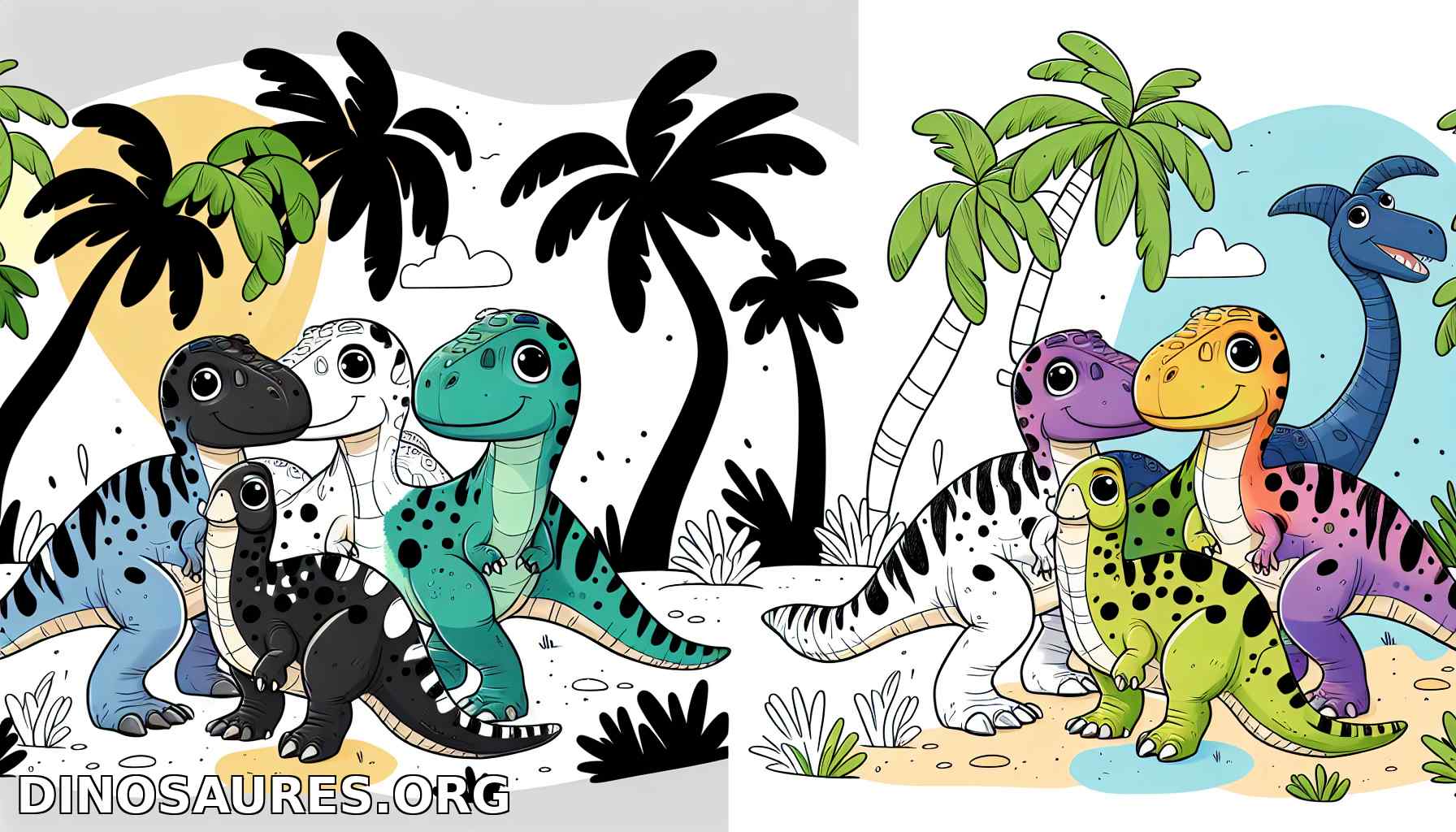 Coloriage de dinosaures amusants