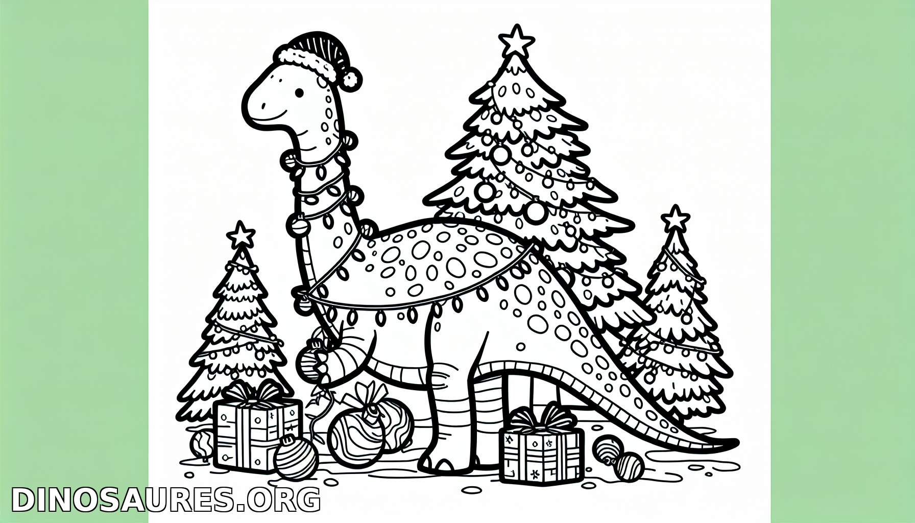 Coloriage de dinosaure festif