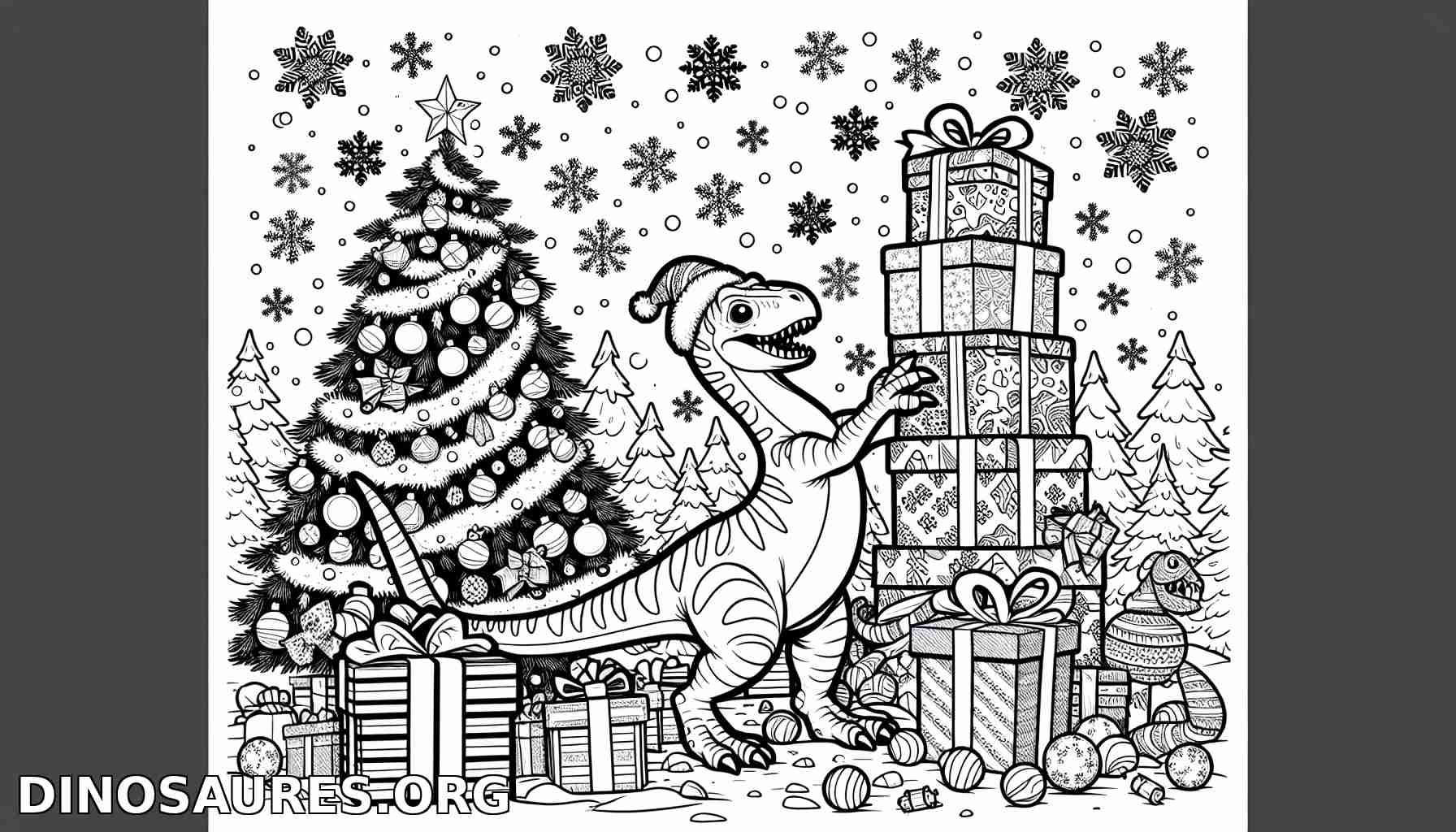 Coloriage de dinosaure festif
