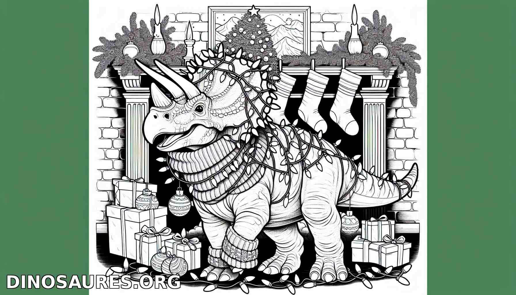 Coloriage de dinosaure festif