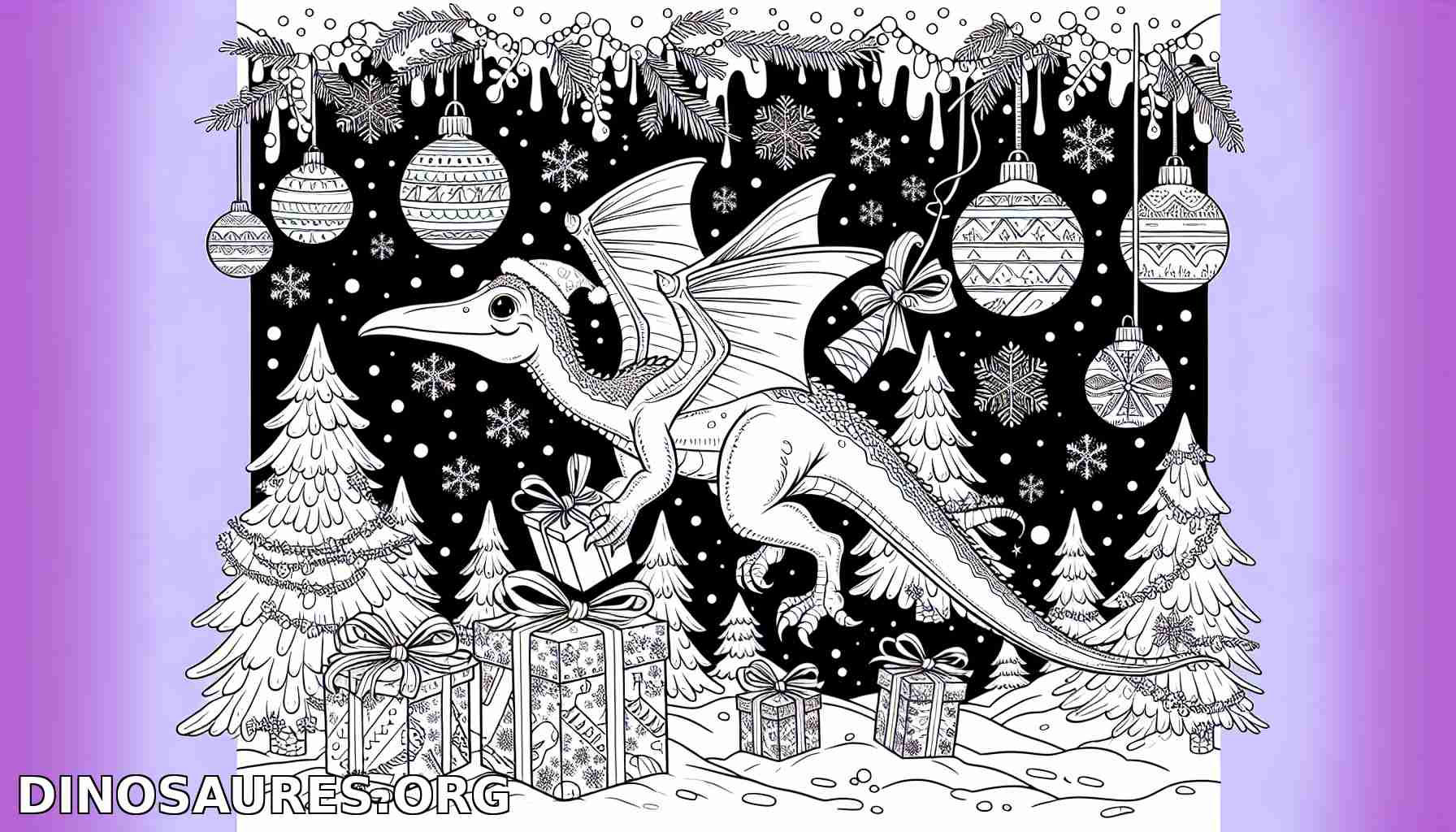 Coloriage de dinosaure festif