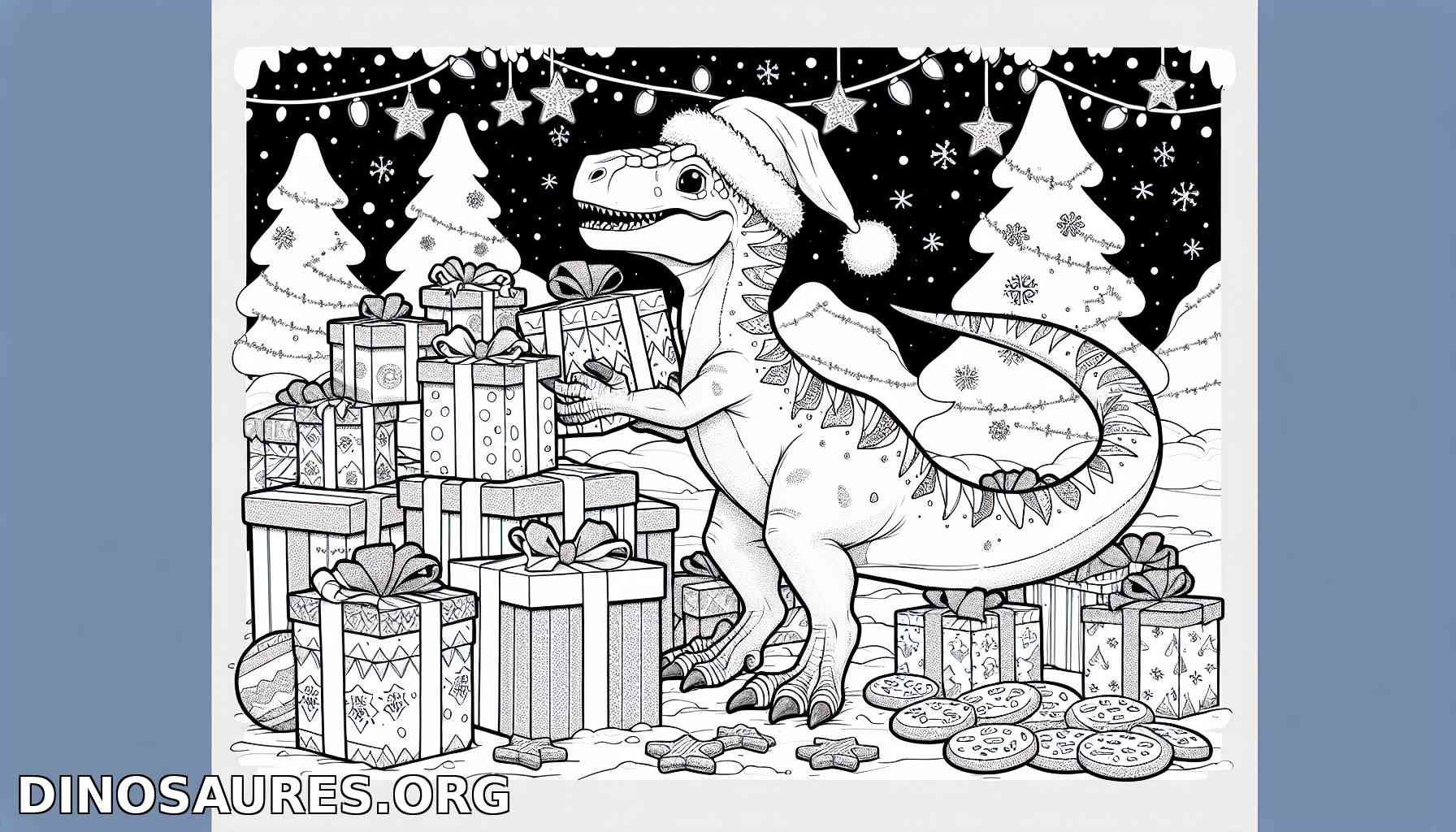 Coloriage de dinosaure festif
