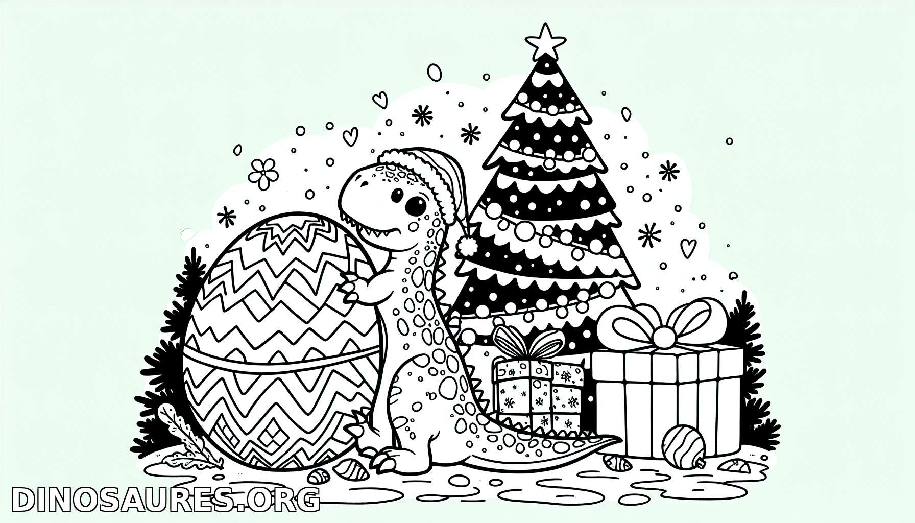 Coloriage de dinosaure festif