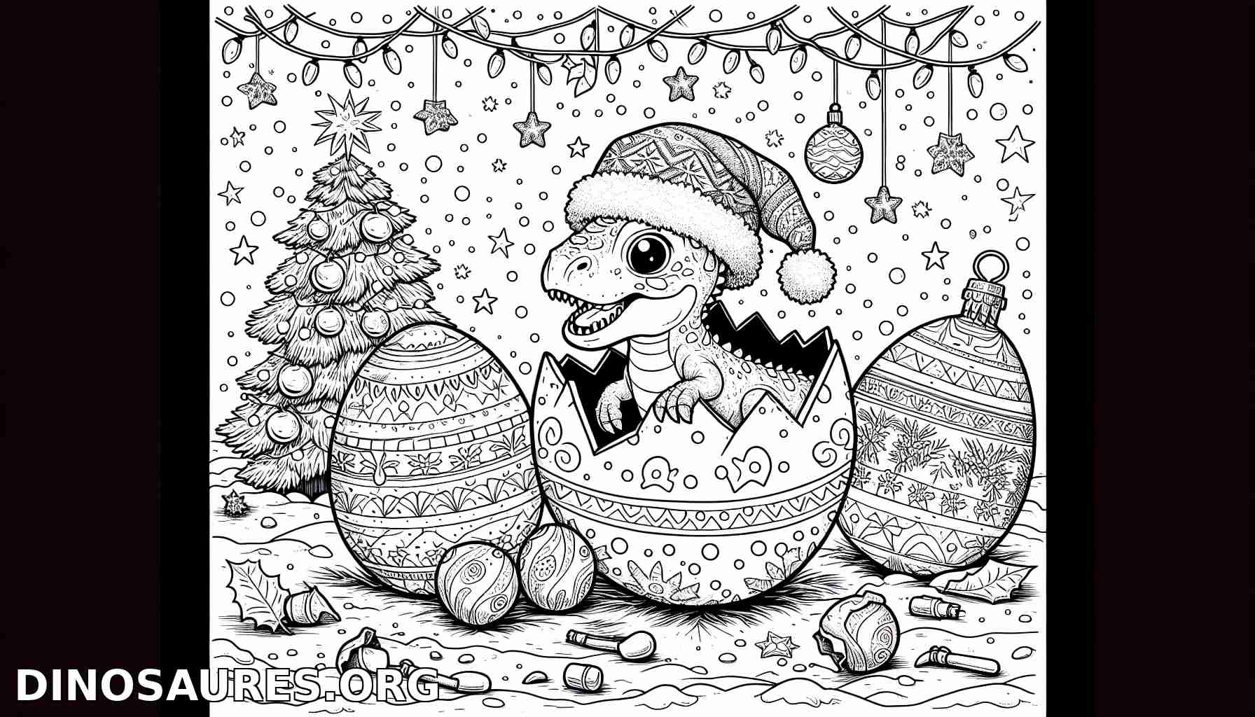 Coloriage de dinosaure festif