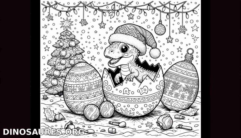 Coloriage de dinosaure festif