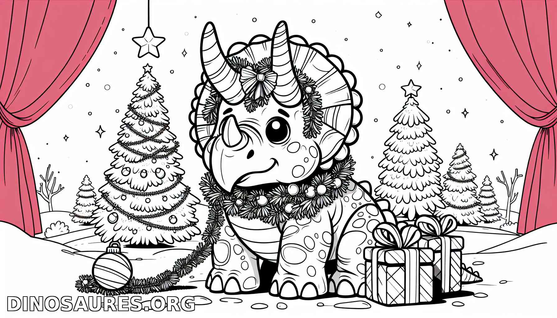 Coloriage de dinosaure Noël