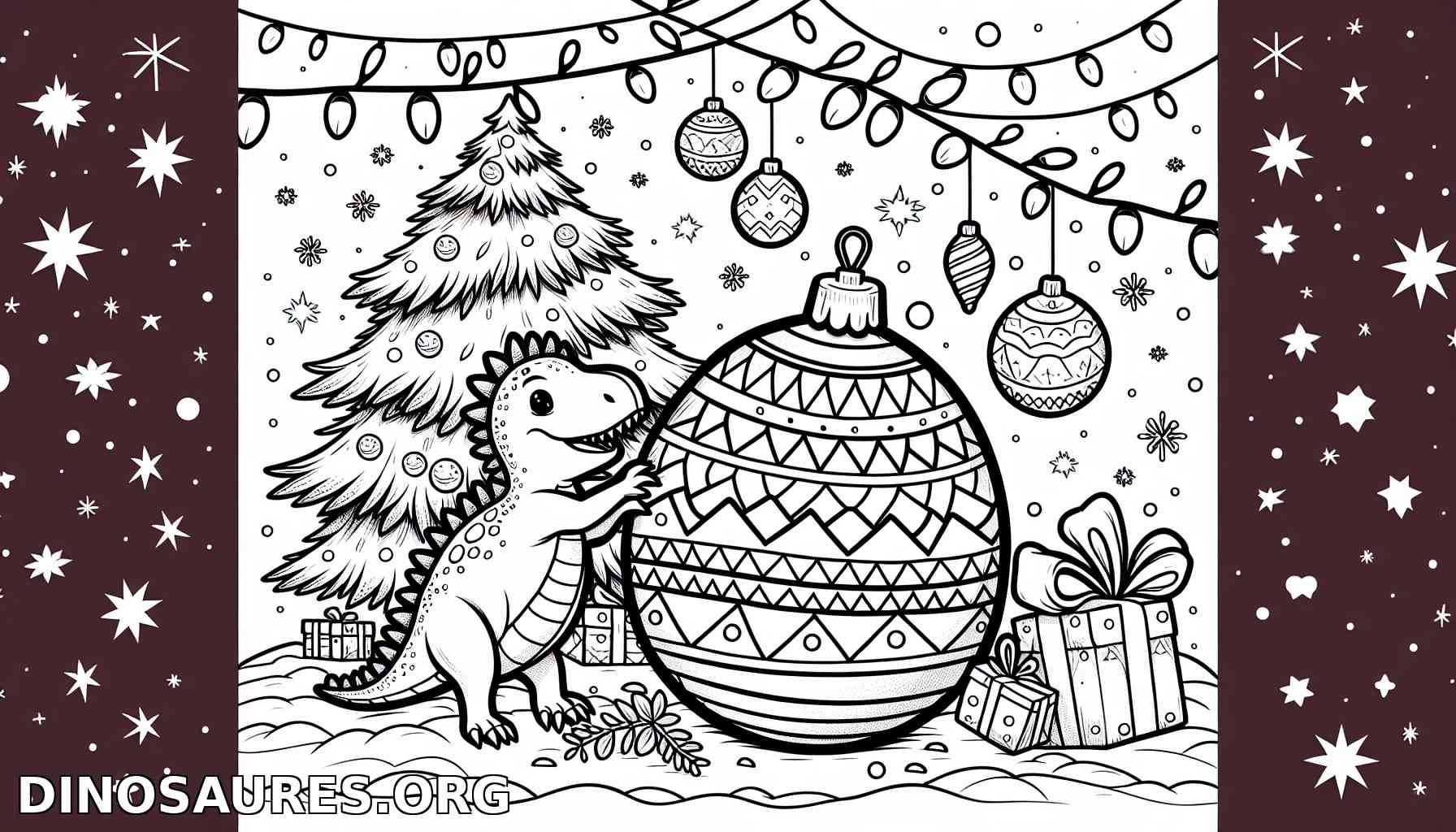 Coloriage de dinosaure pour les fêtes