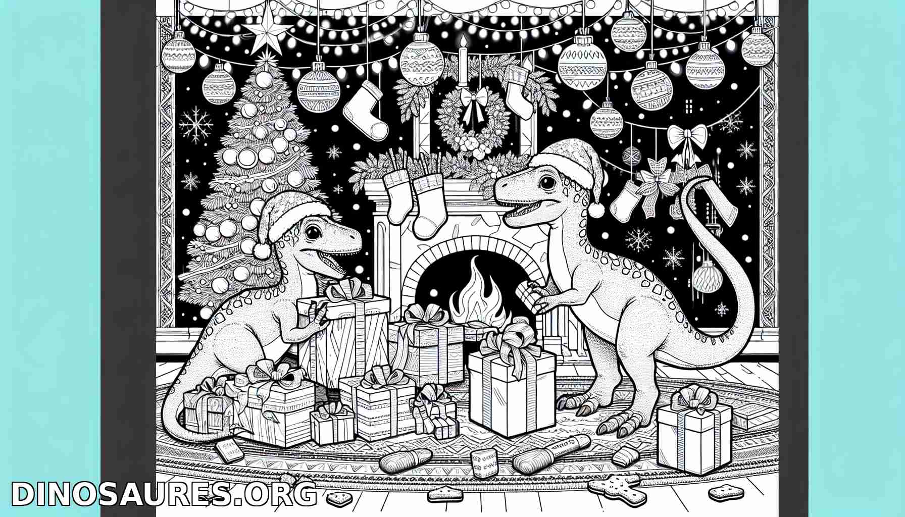 Coloriage de dinosaures festifs