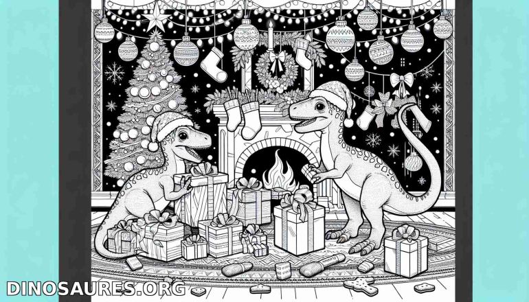 Coloriage de dinosaures festifs