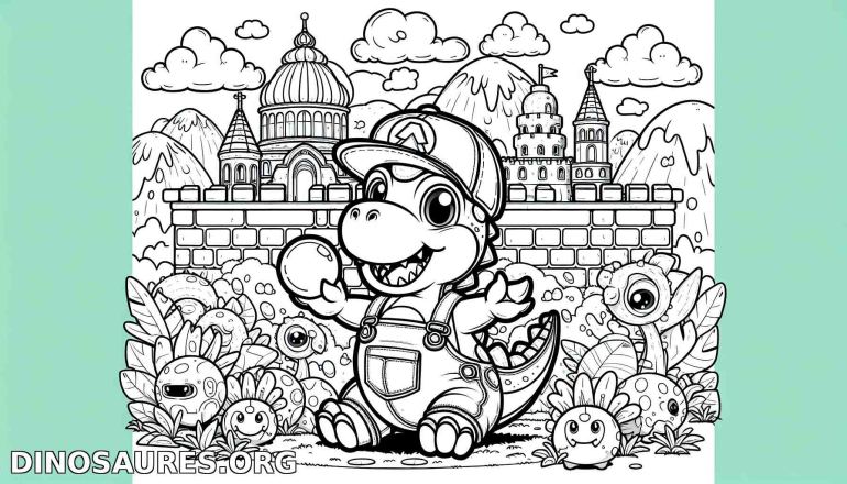 Coloriage de dinosaure joyeux