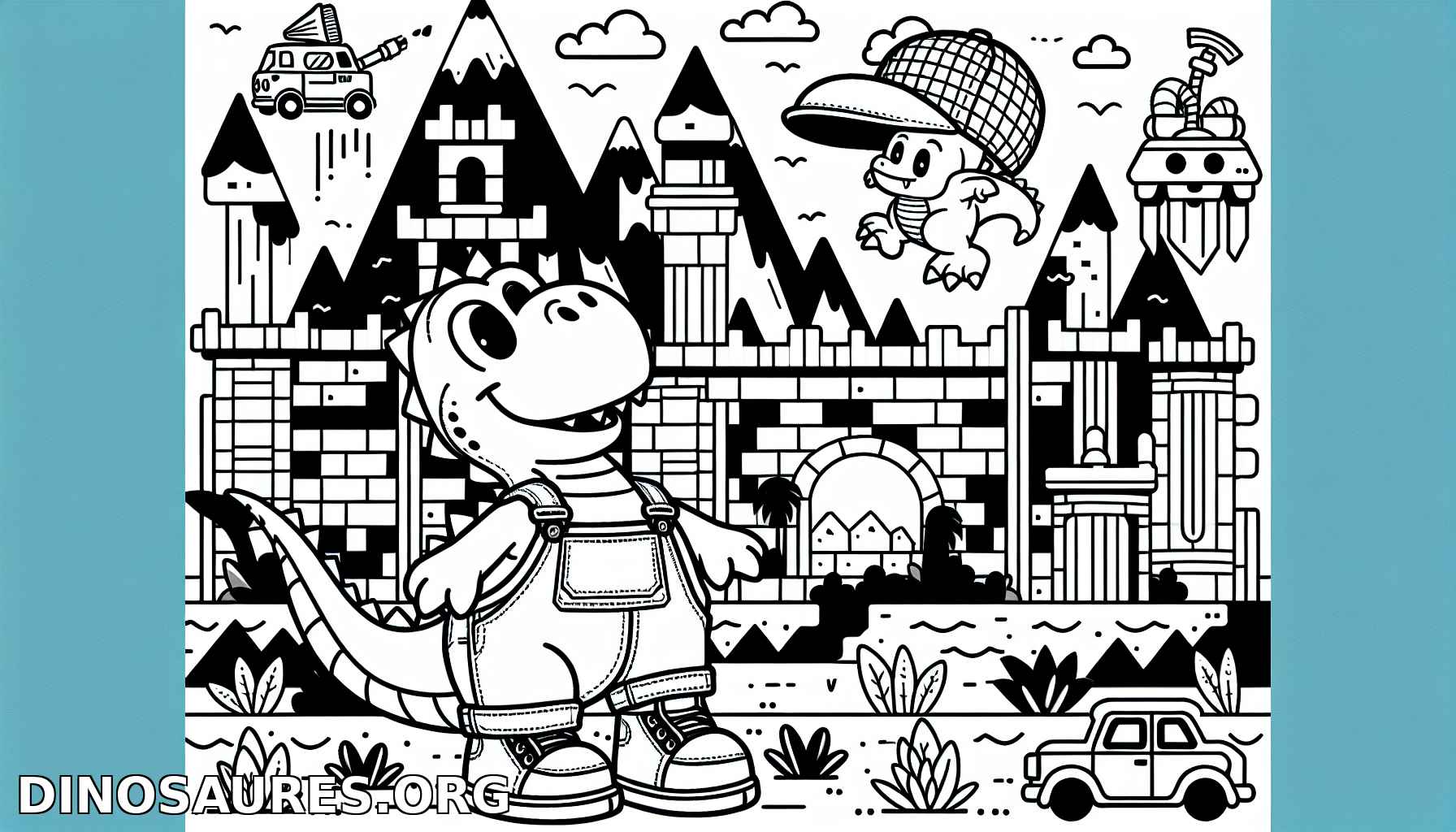 Coloriage de dinosaure joyeux