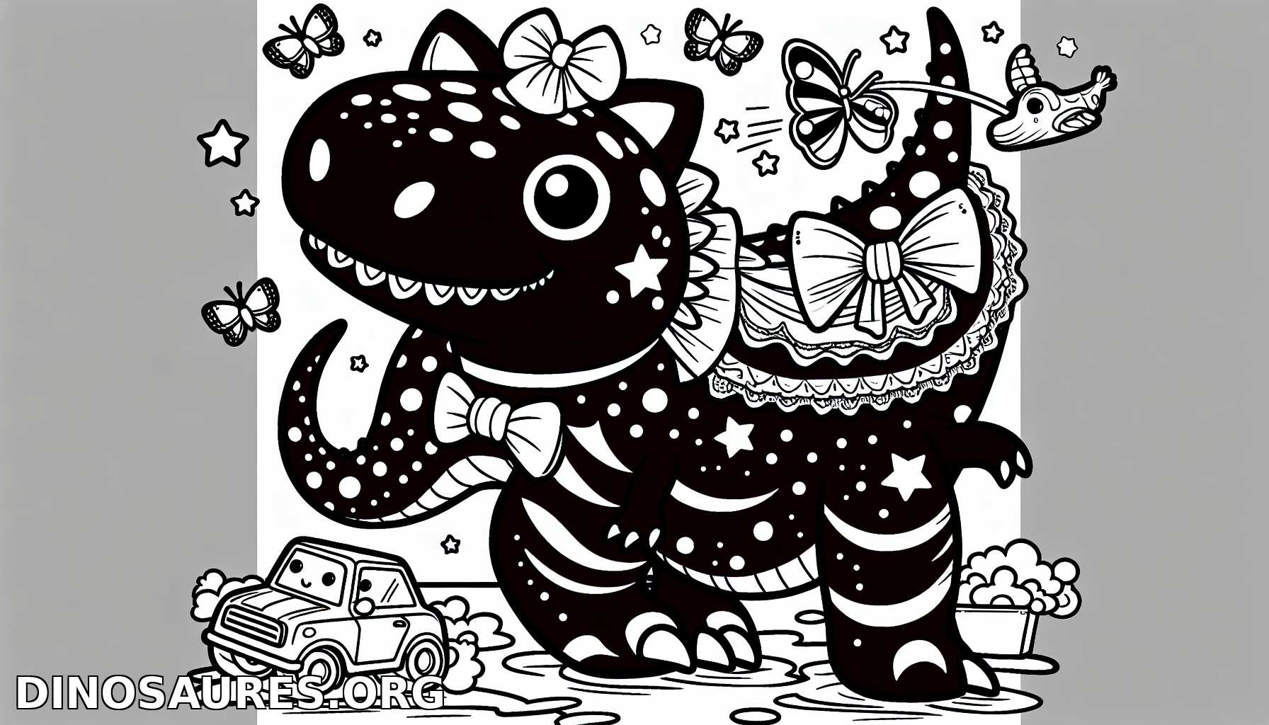 Coloriage de dinosaure mignon