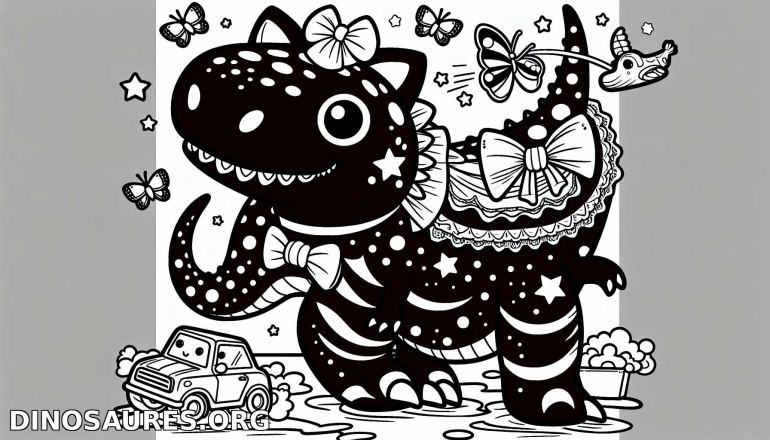 Coloriage de dinosaure mignon