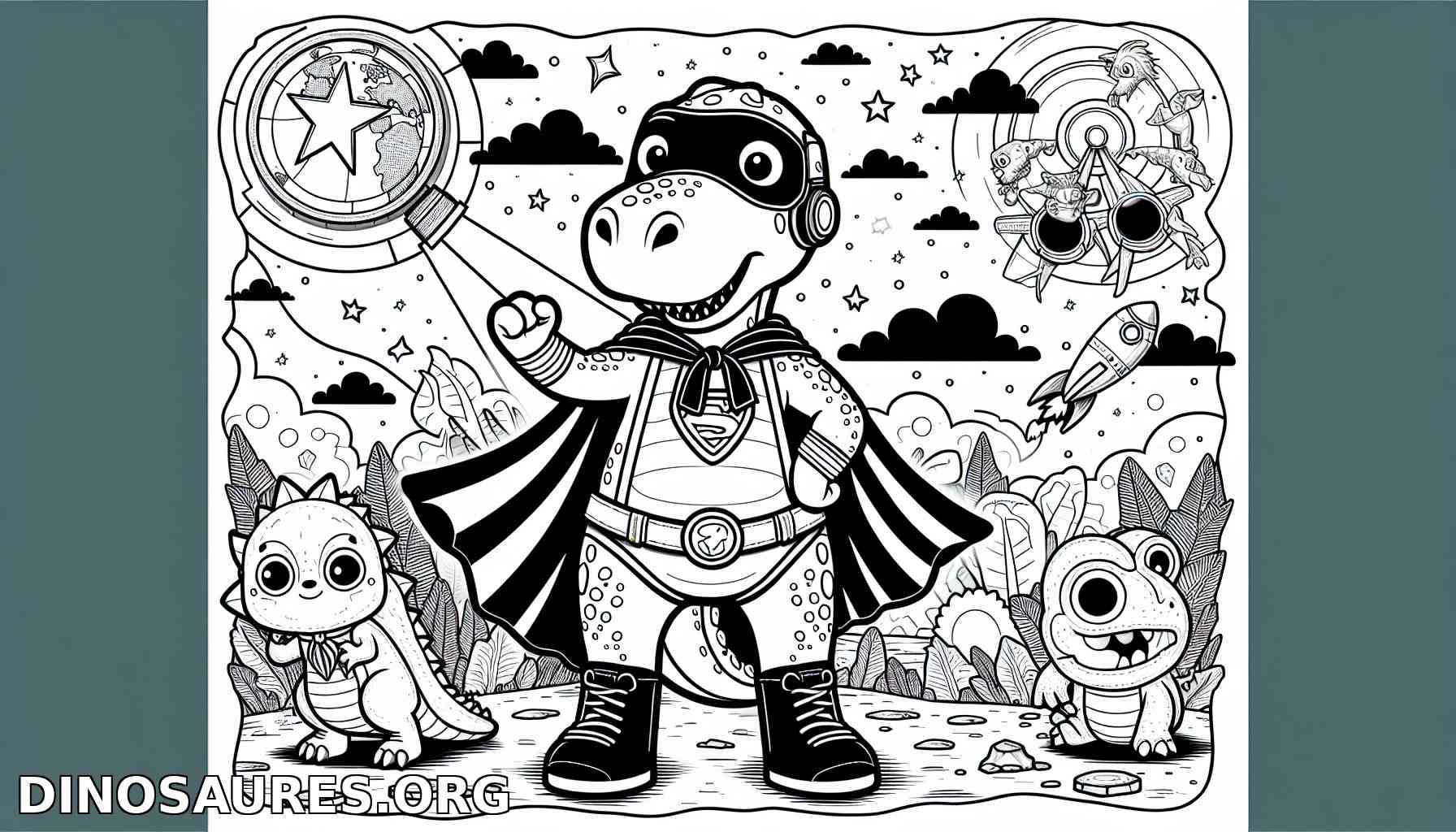 Coloriage de dinosaure super-héros