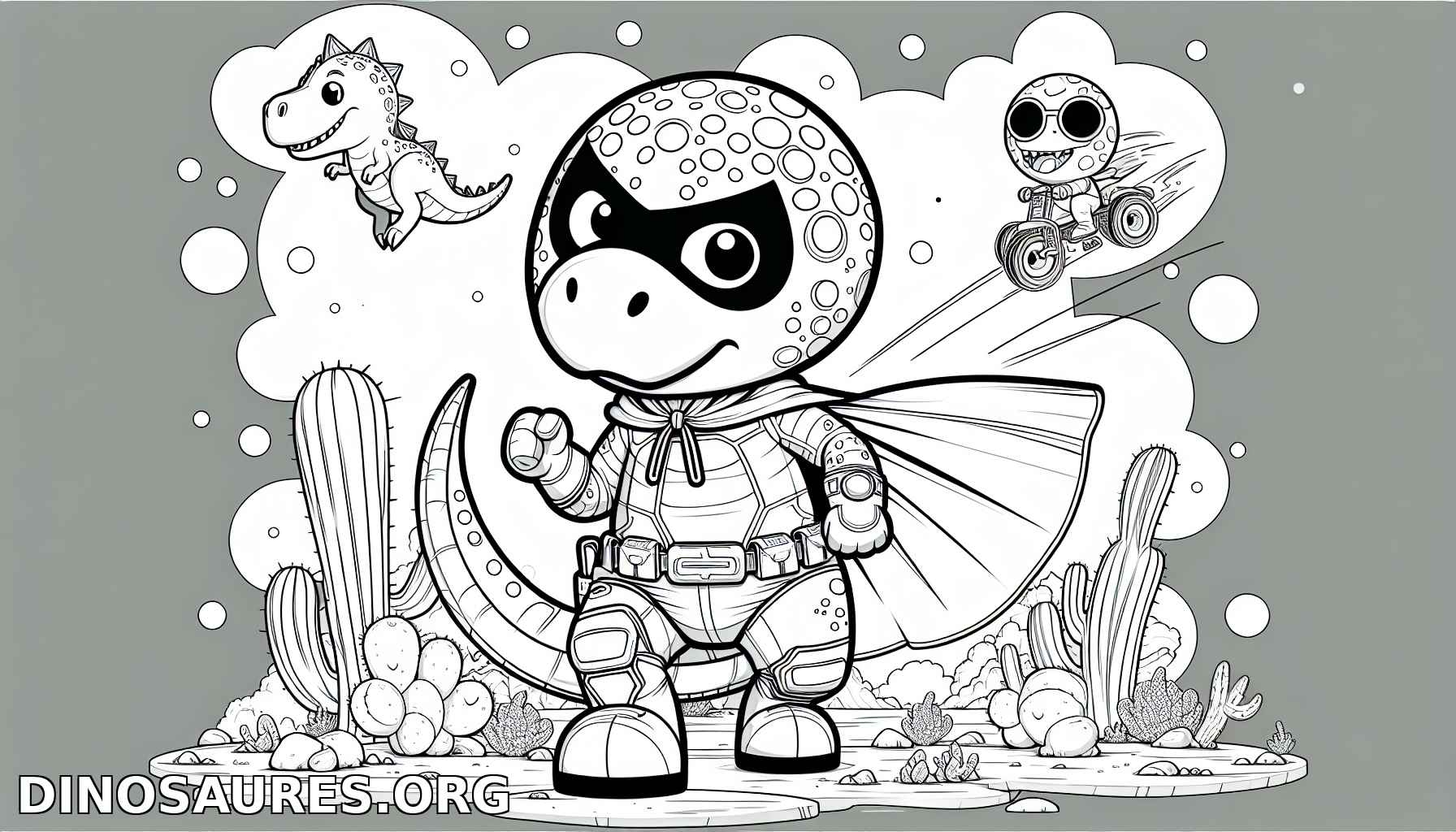 coloriage de dinosaure super-héros