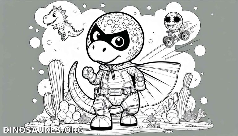 coloriage de dinosaure super-héros