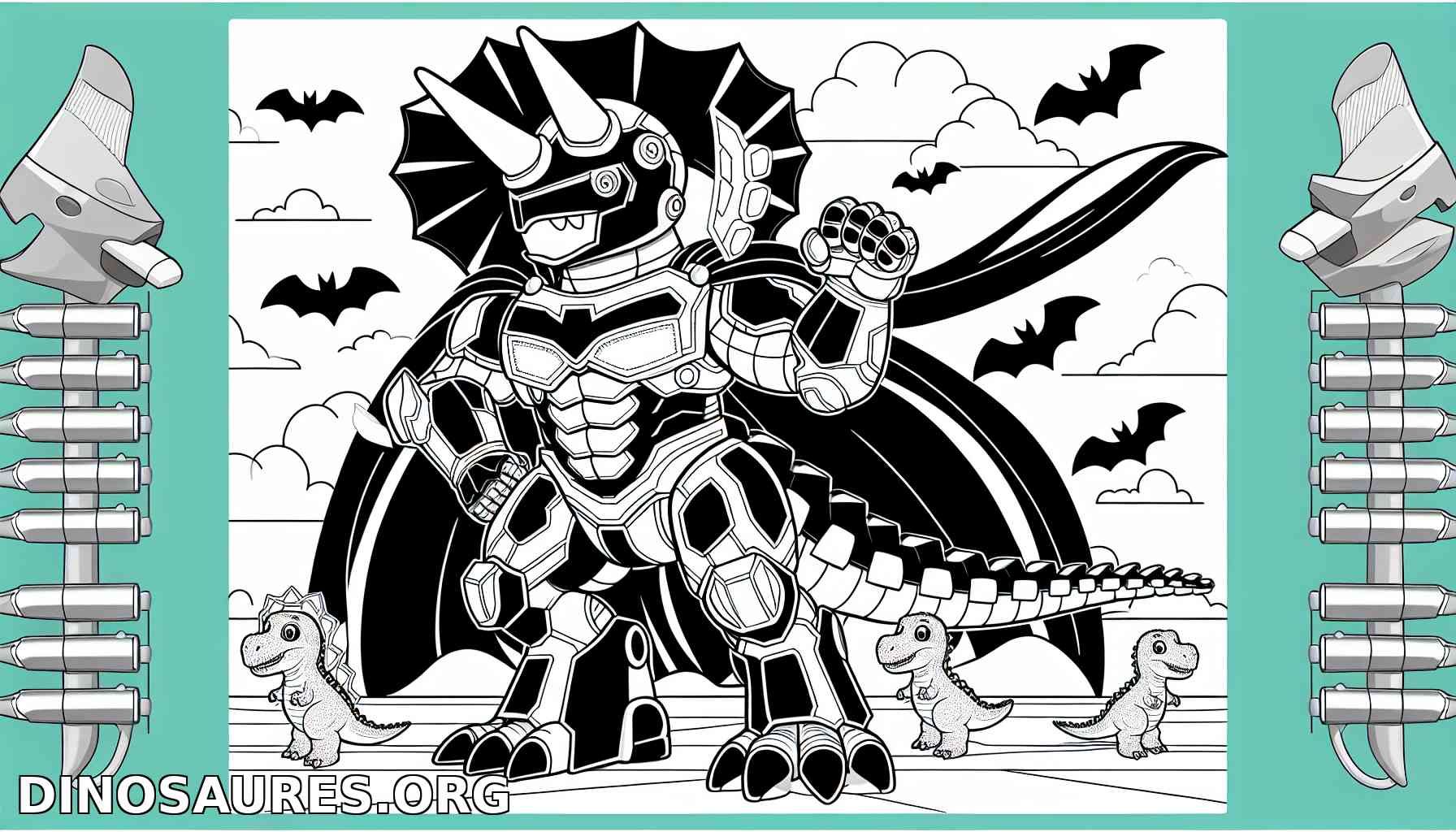 Coloriage de dinosaure et robot