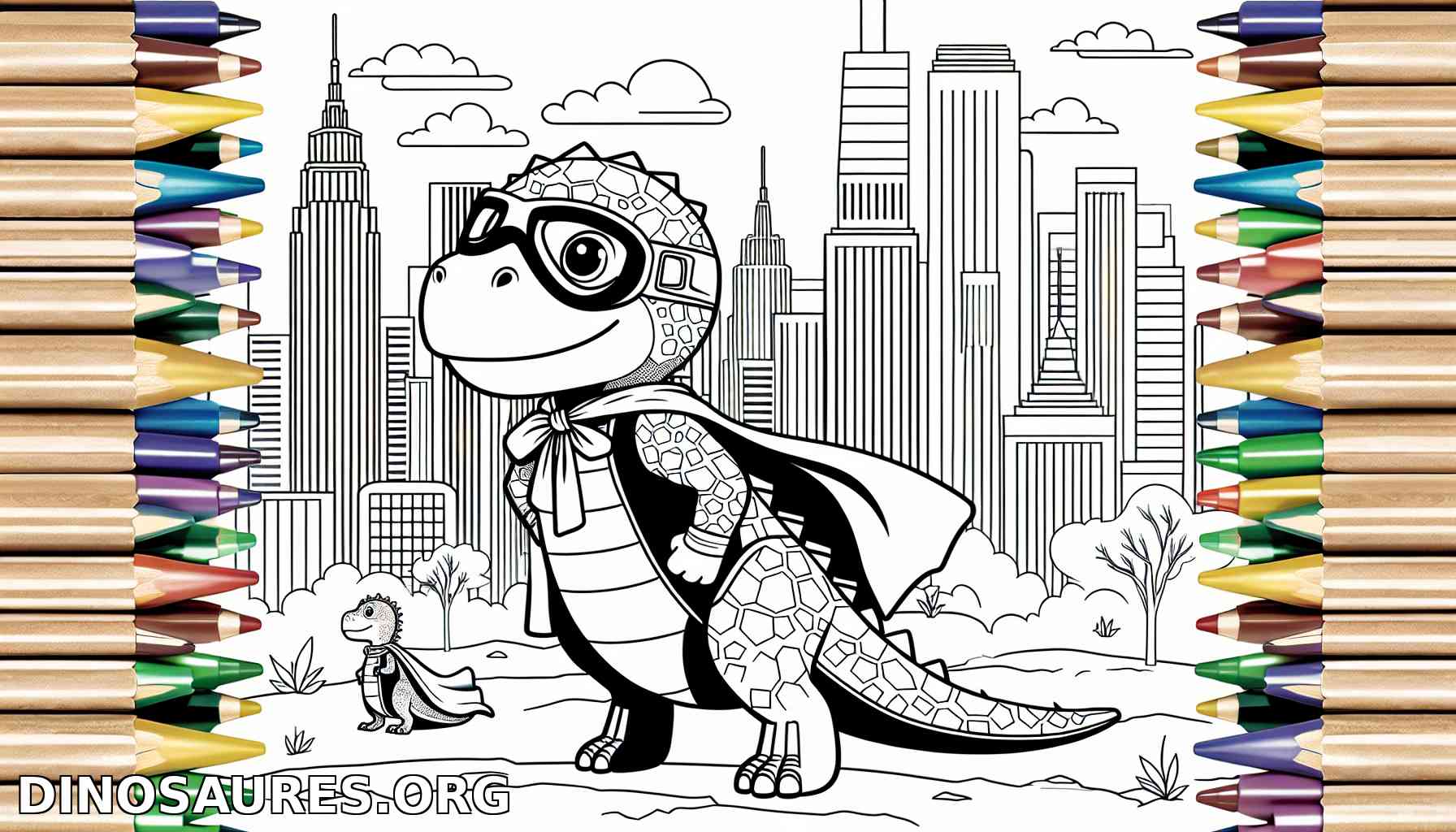 Coloriage de dinosaure super-héros