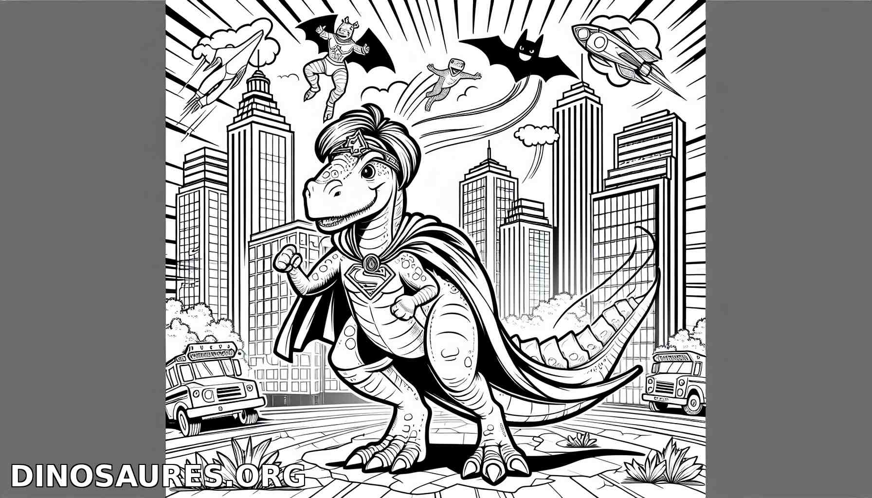 Coloriage de dinosaure super-héros