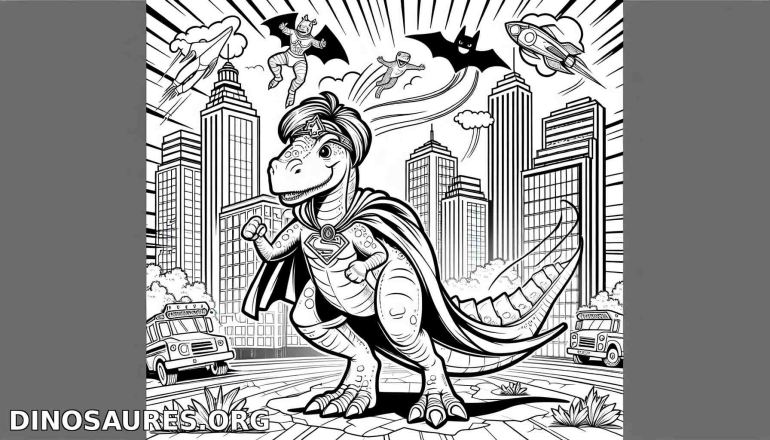 Coloriage de dinosaure super-héros