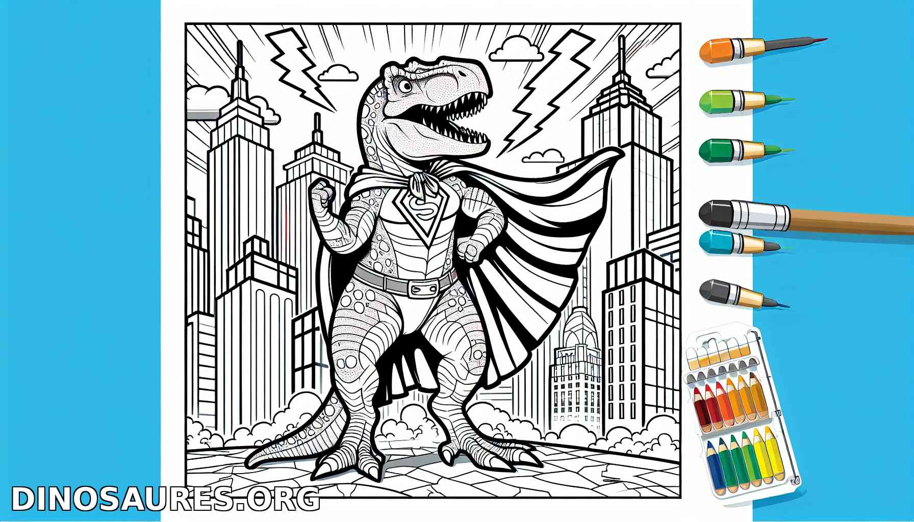 Coloriage de dinosaure super-héros