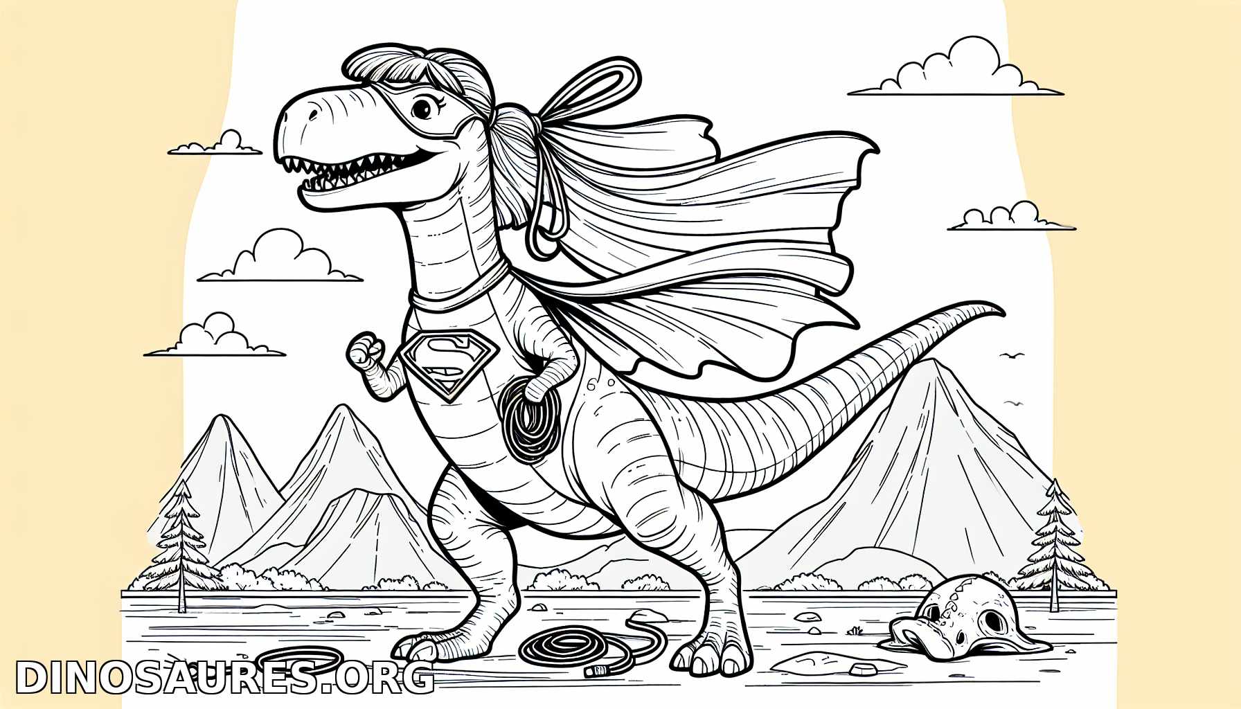Coloriage de dinosaure super-héros