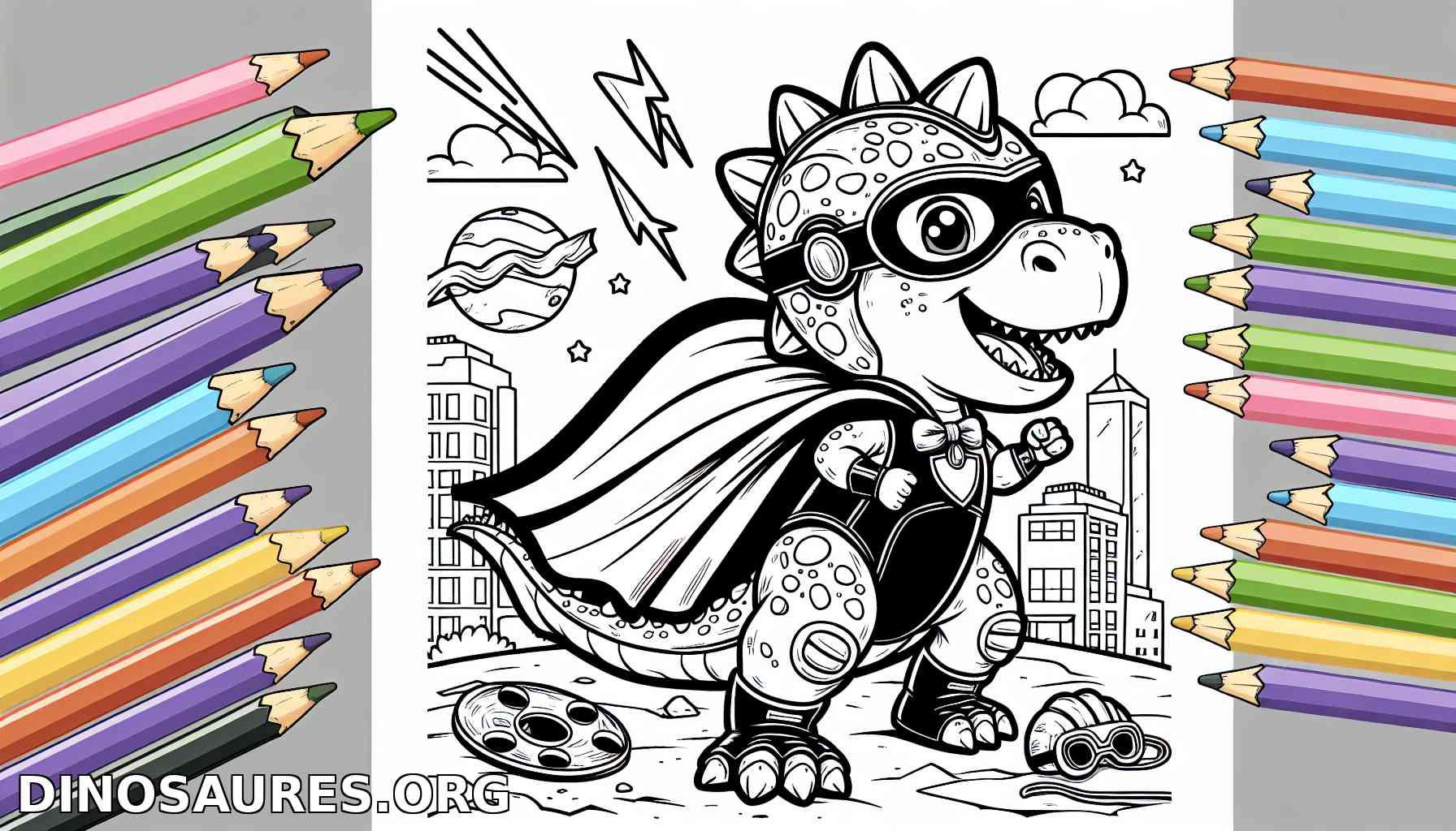 Coloriage de dinosaure super-héros