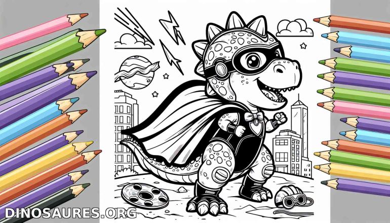 Coloriage de dinosaure super-héros