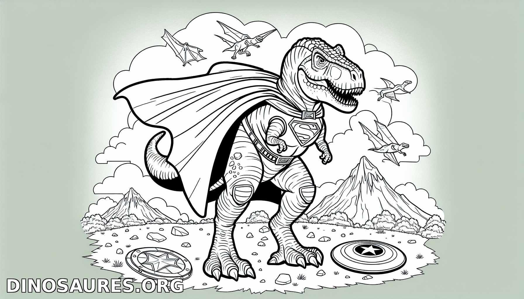 Coloriage de dinosaure super-héros