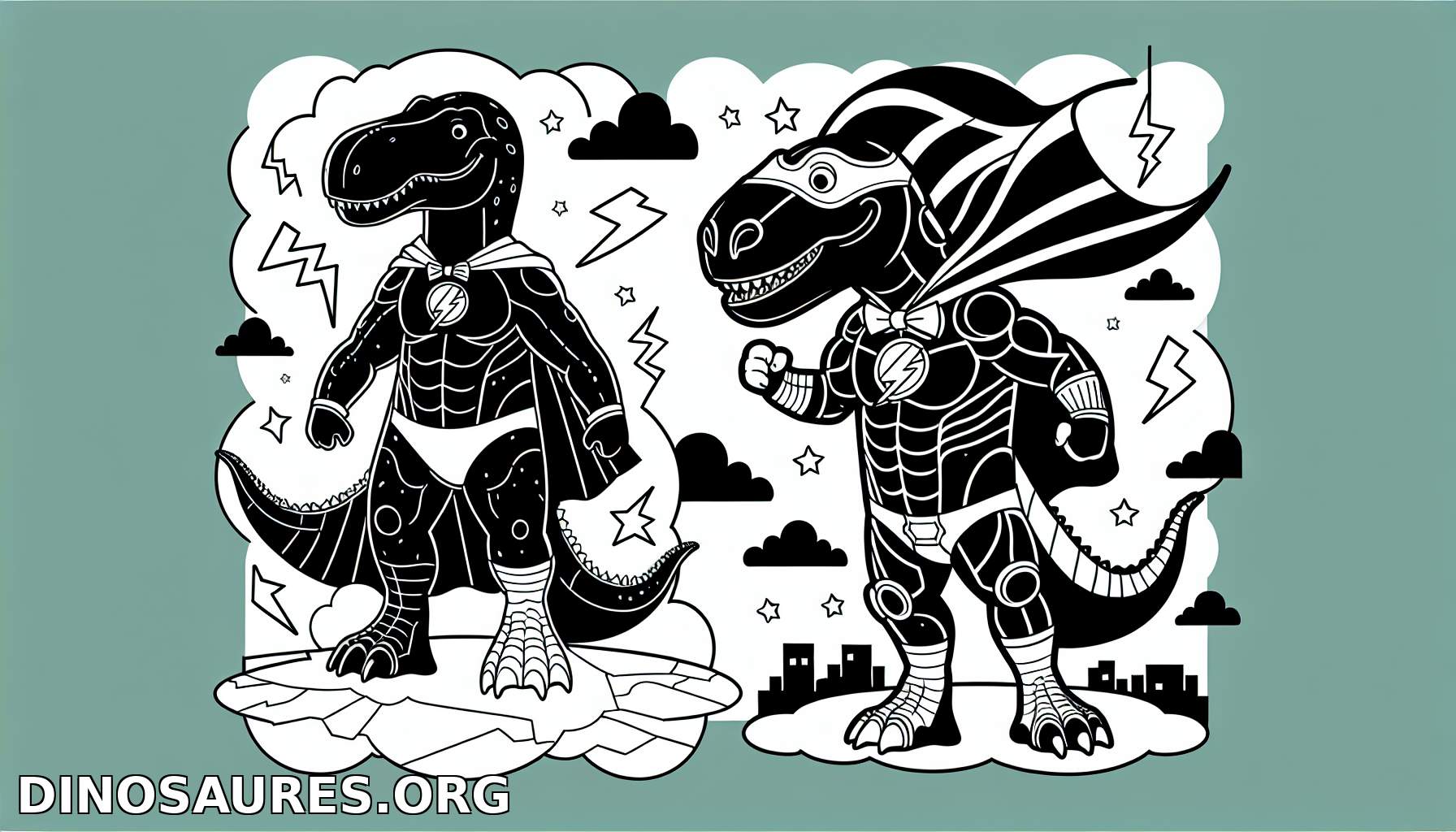 Coloriage de dinosaures super-héros