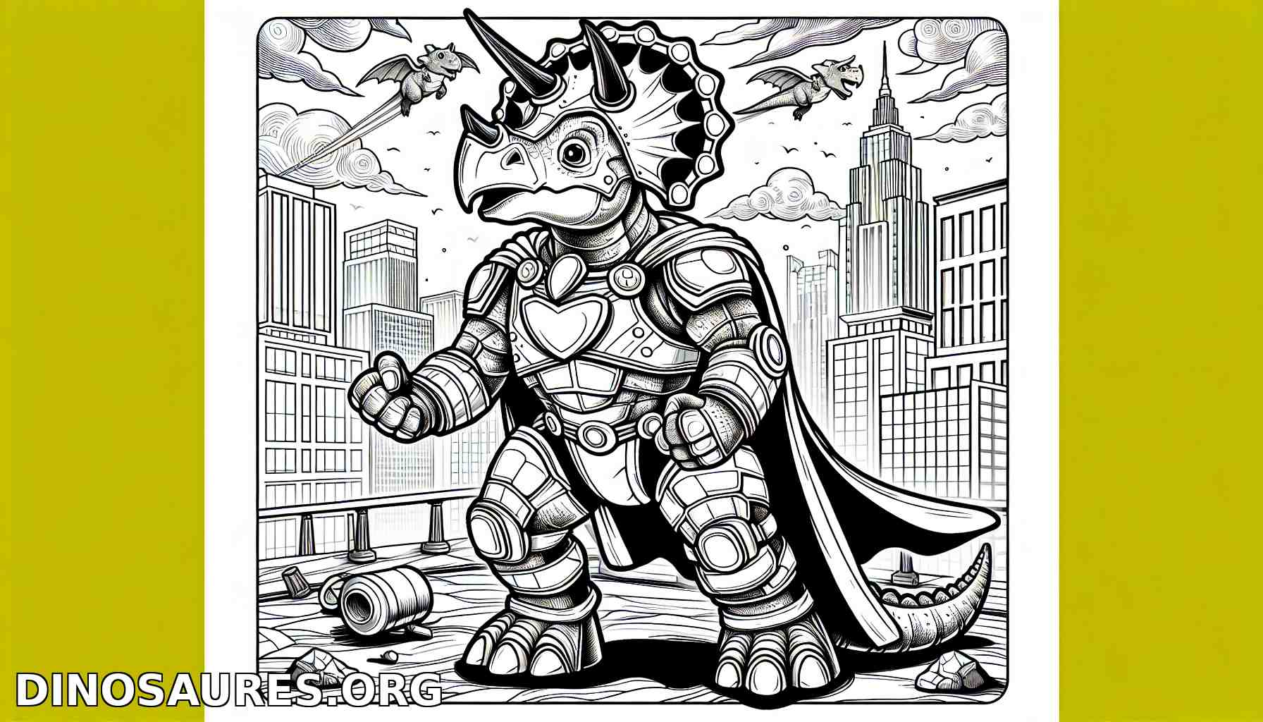 Dessin de dinosaure en super-héros