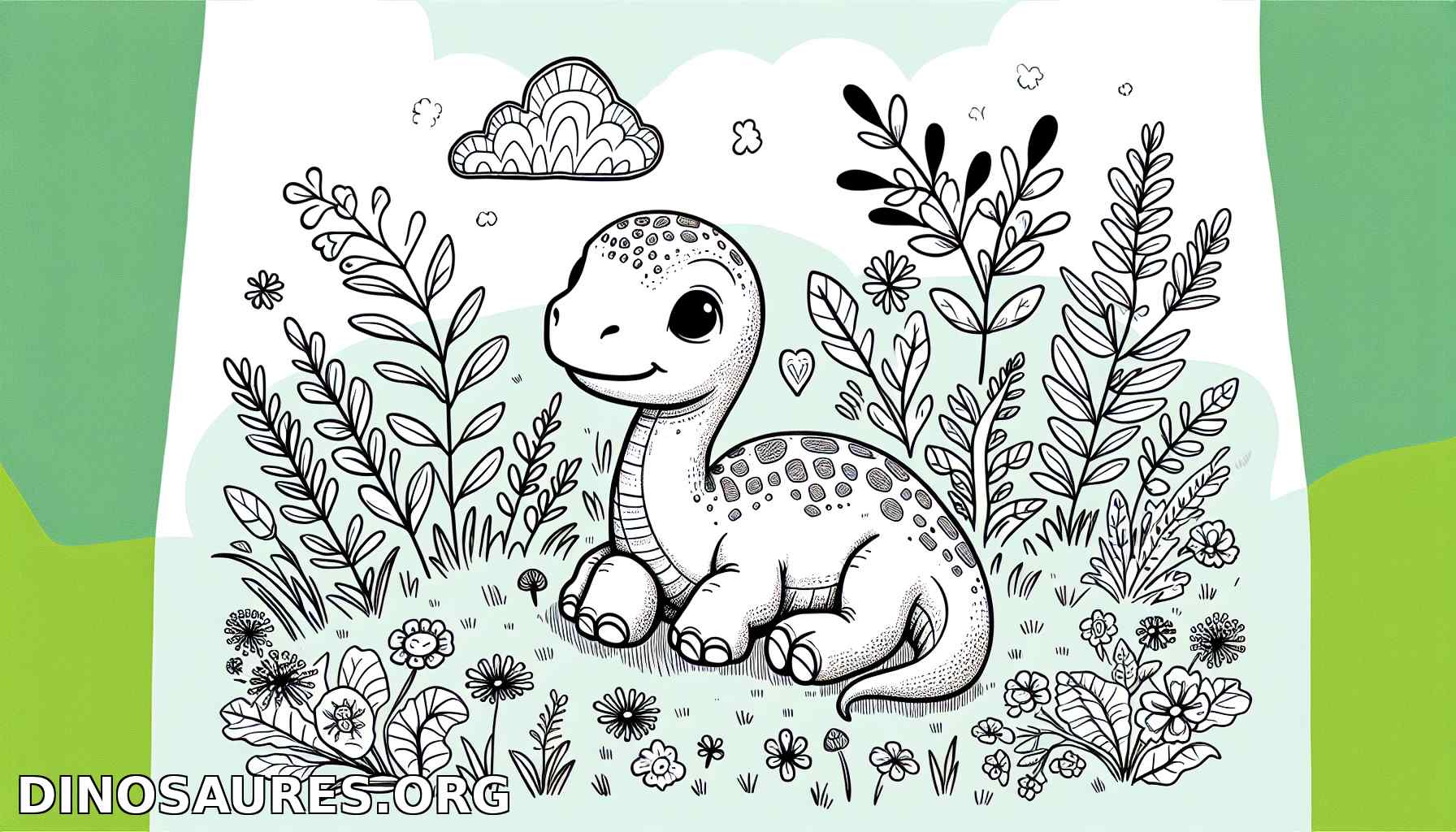 Coloriage de dinosaure mignon