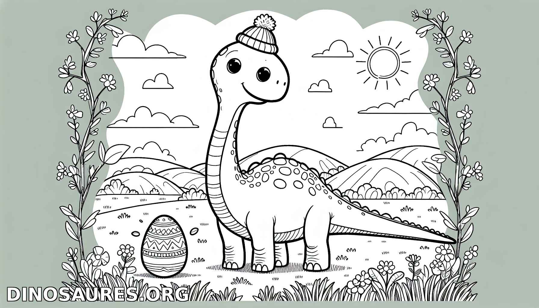 Coloriage de dinosaure mignon