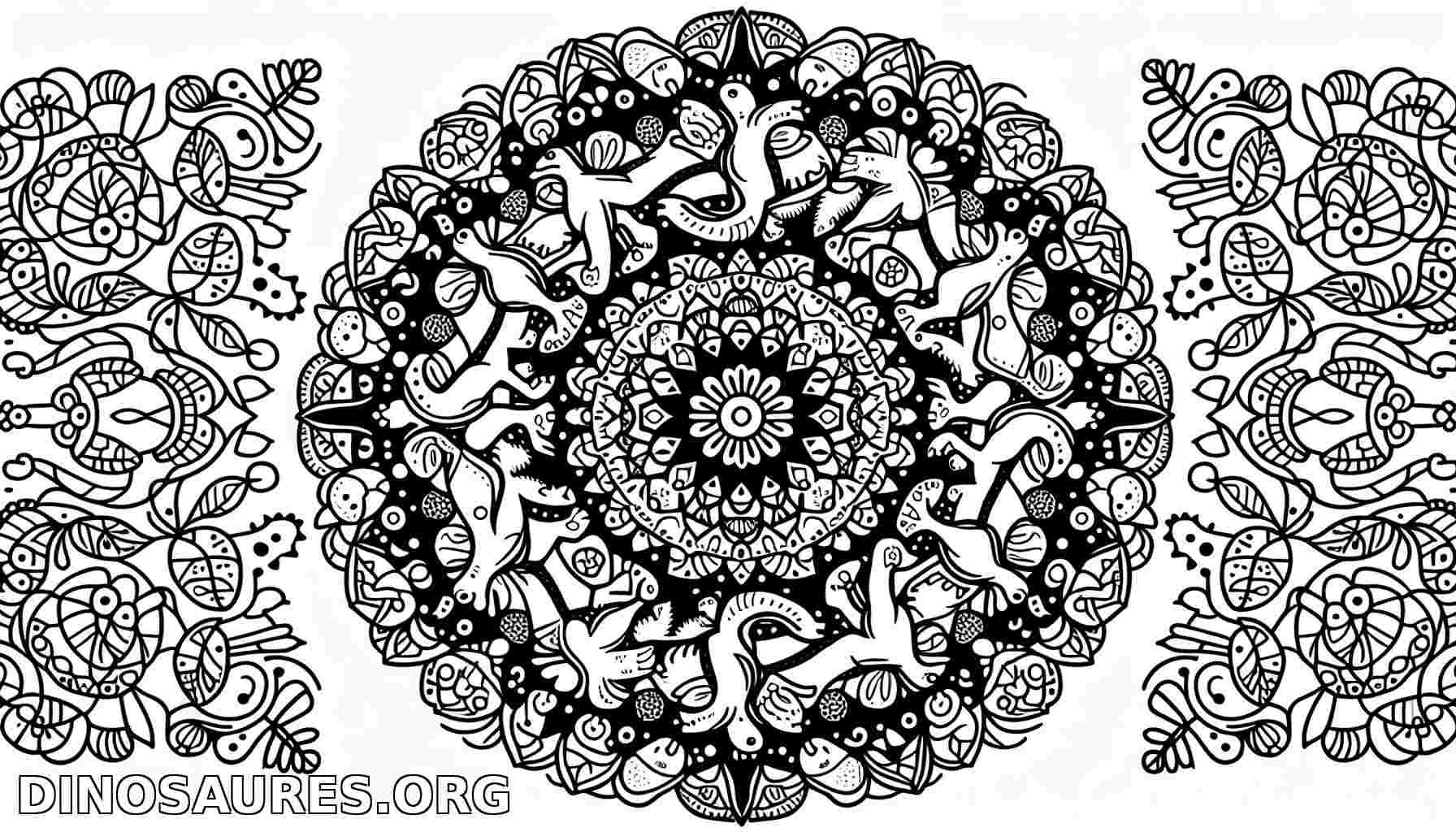 Coloriage de dinosaure mandala