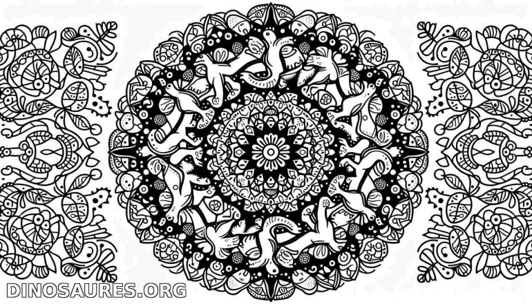 Coloriage de dinosaure mandala