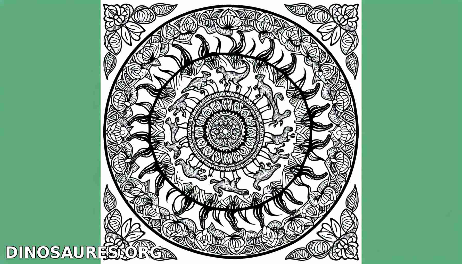 Coloriage de mandala avec des dinosaures