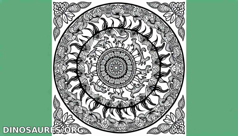 Coloriage de mandala avec des dinosaures