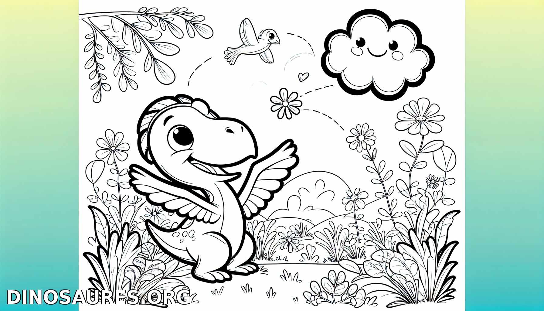 Coloriage de dinosaure joyeux