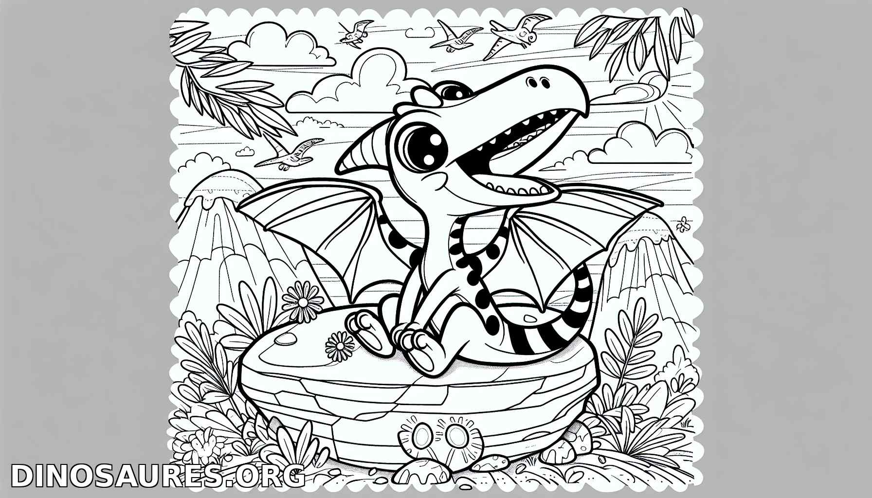 Coloriage de dinosaure joyeux