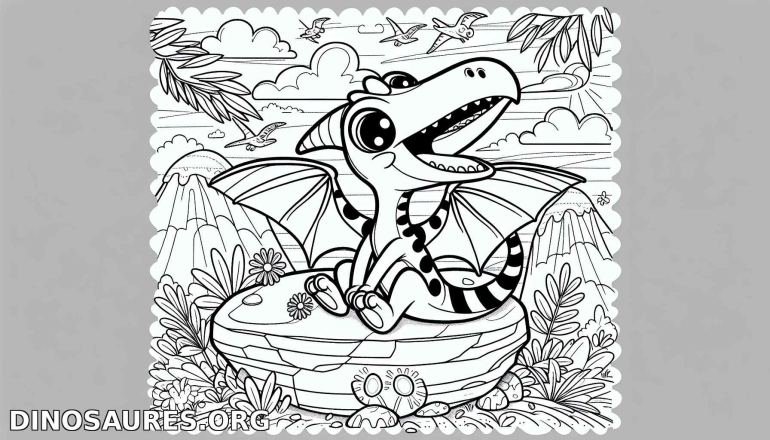 Coloriage de dinosaure joyeux