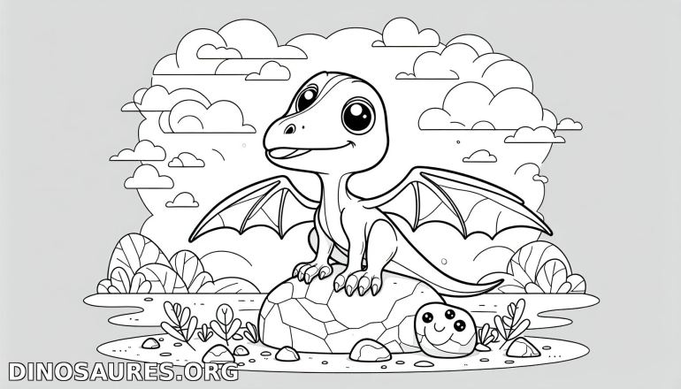 Coloriage de dinosaure mignon