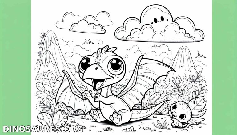 Coloriage de dinosaure mignon