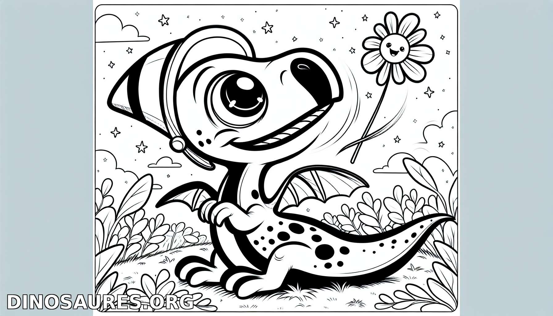 Coloriage de dinosaure mignon
