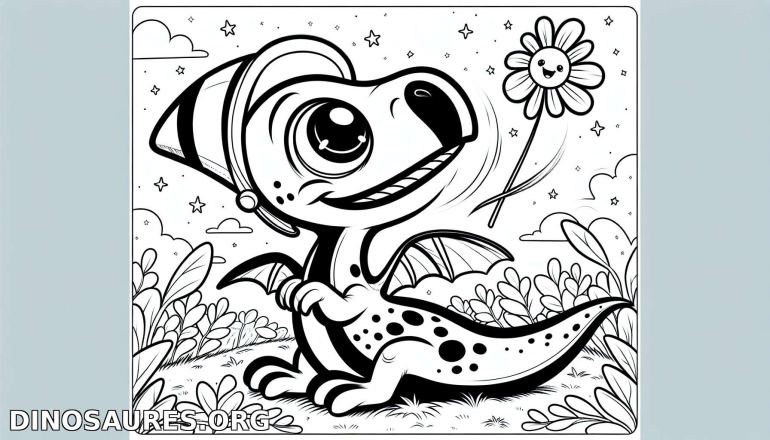 Coloriage de dinosaure mignon