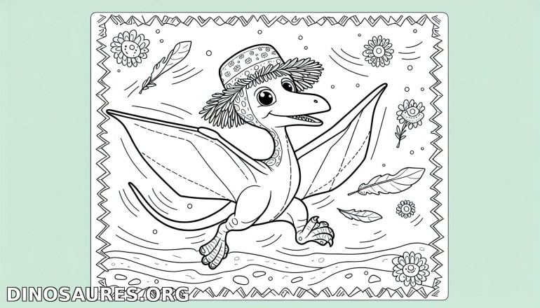Coloriage de ptérodactyle amusant